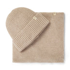 Only Curls Satin Lined Beanie and Snood Set - Sophia in Sand - Only Curls