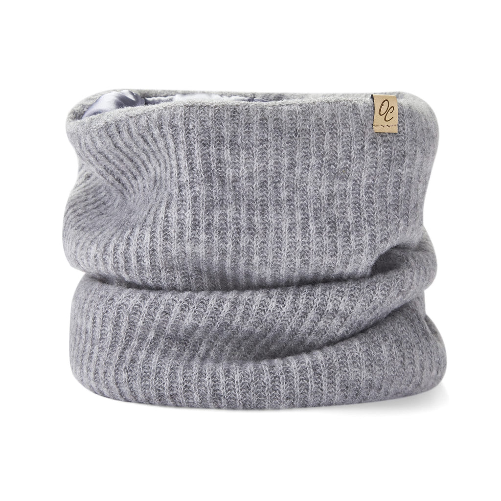 Only Curls Satin Lined Beanie and Snood Set - Sophia in Grey - Only Curls