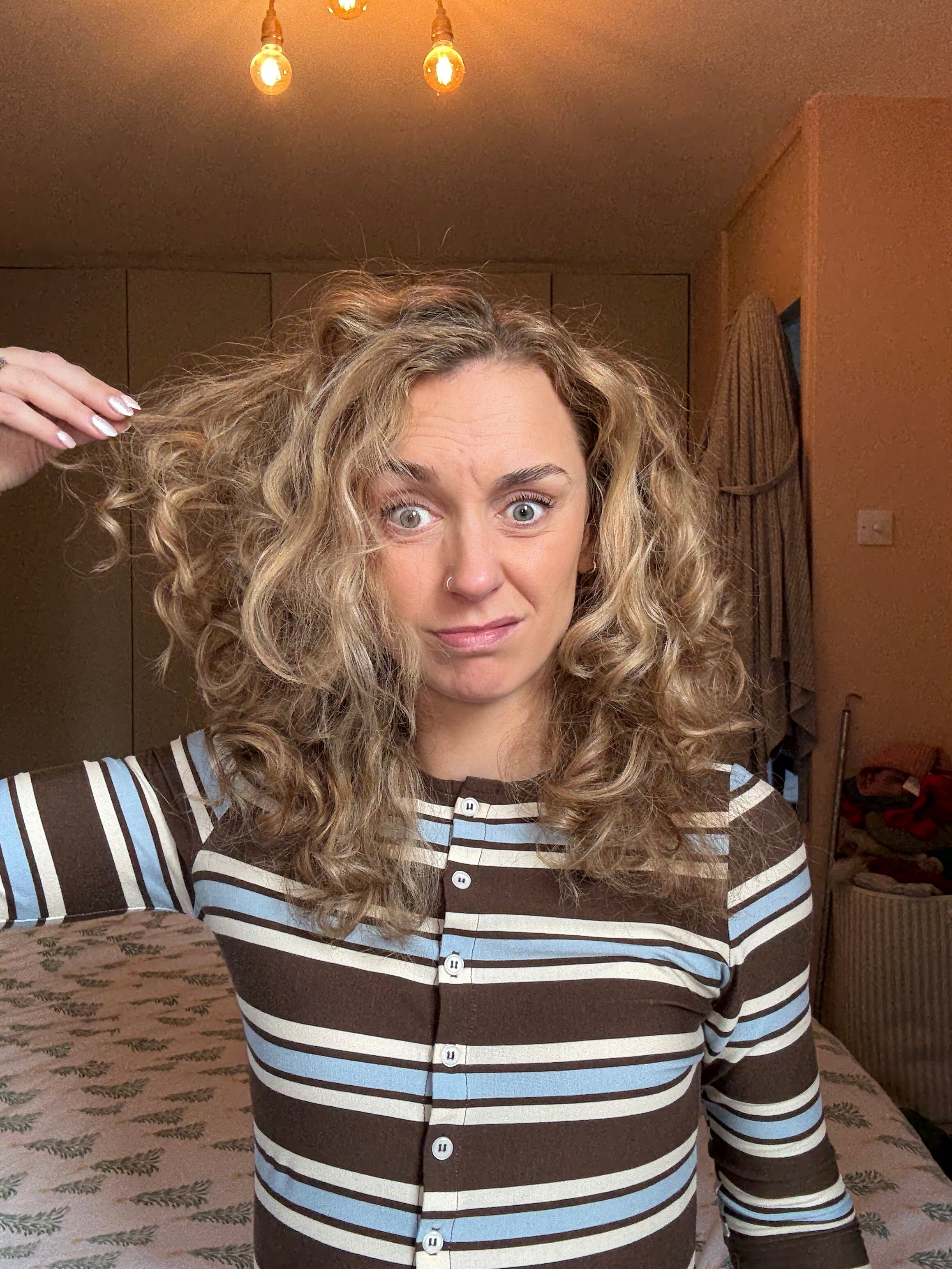 only curls girl frizzy blonde hair 
