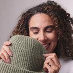 Only Curls Satin Lined Knitted Beanie Hat - Ella in Olive Green