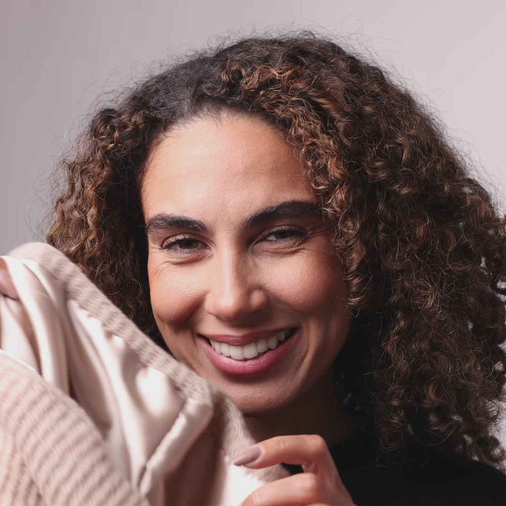 Only Curls Satin Lined Beanie and Snood Set - Sophia in Sand