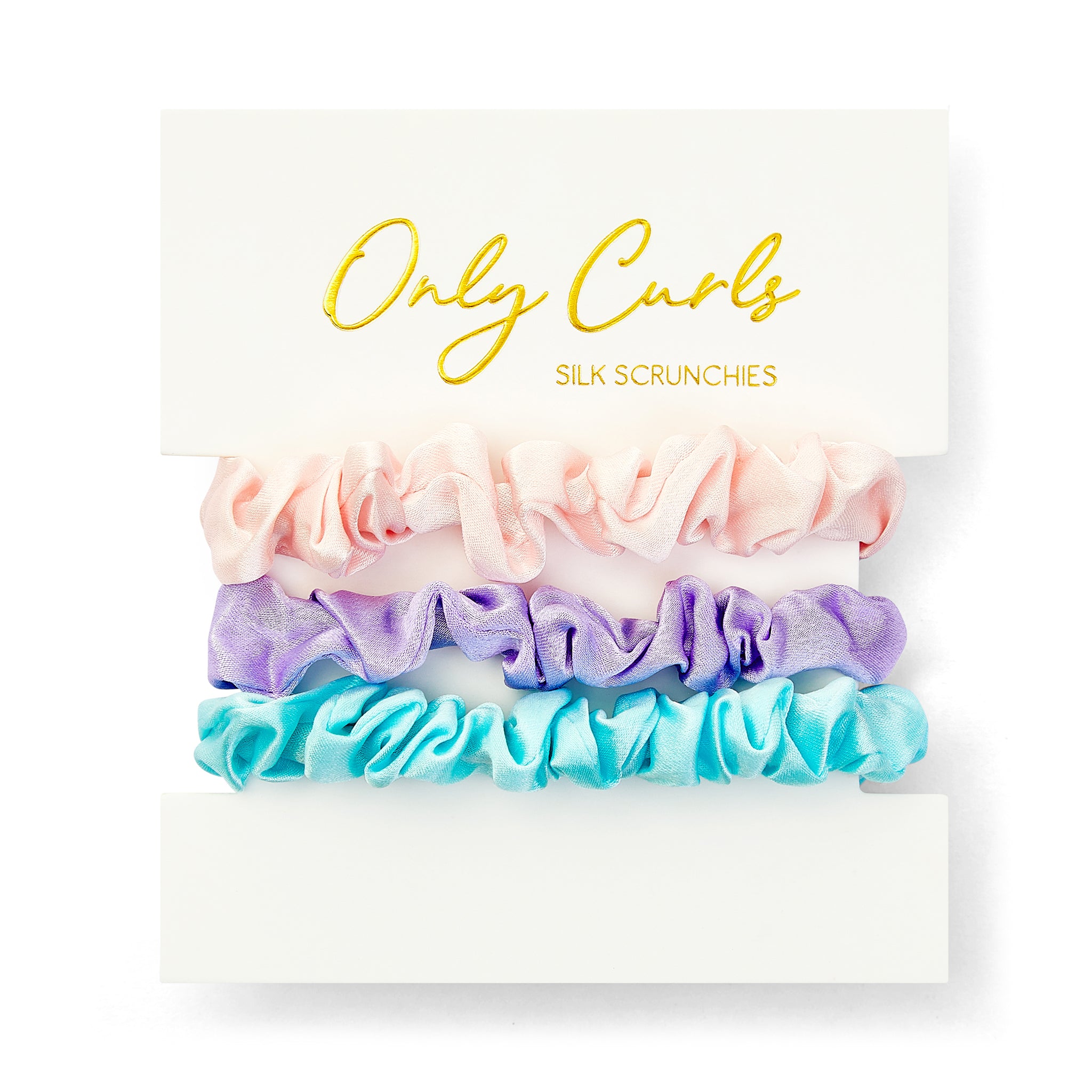 Only Curls Silk Scrunchies Multi Pack Mini - Aqua Lavender Pink - Only Curls