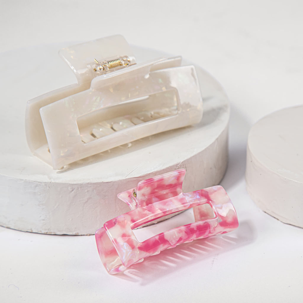 Only Curls Rectangle Claw Clips - Pink - Only Curls