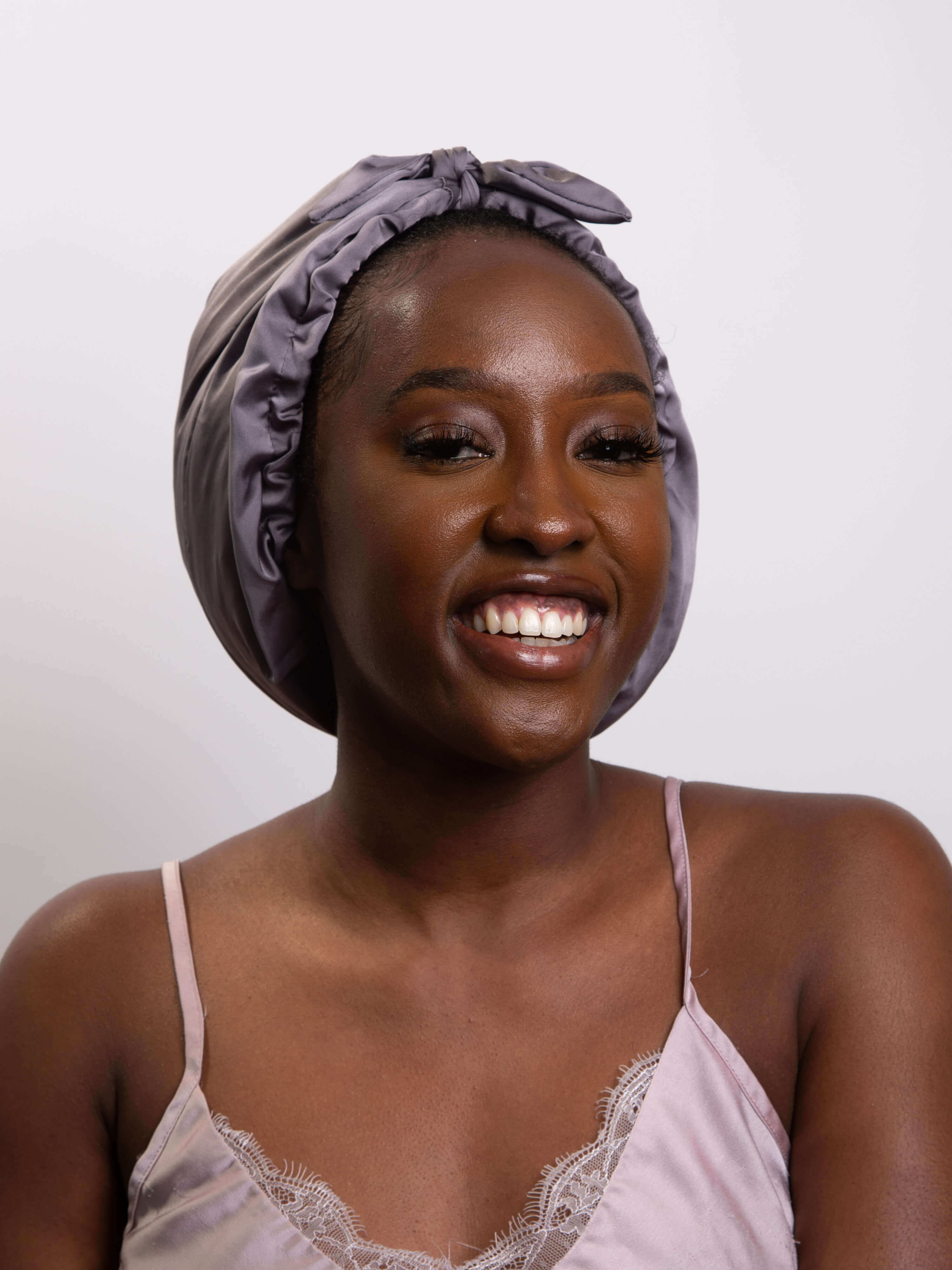 Only Curls Satin Sleep Turban - Slate Grey - Only Curls