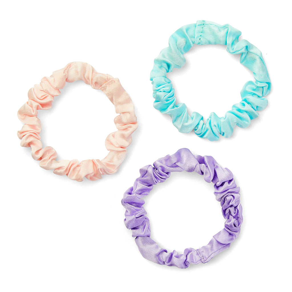 Only Curls Silk Scrunchies Multi Pack Mini - Aqua Lavender Pink - Only Curls