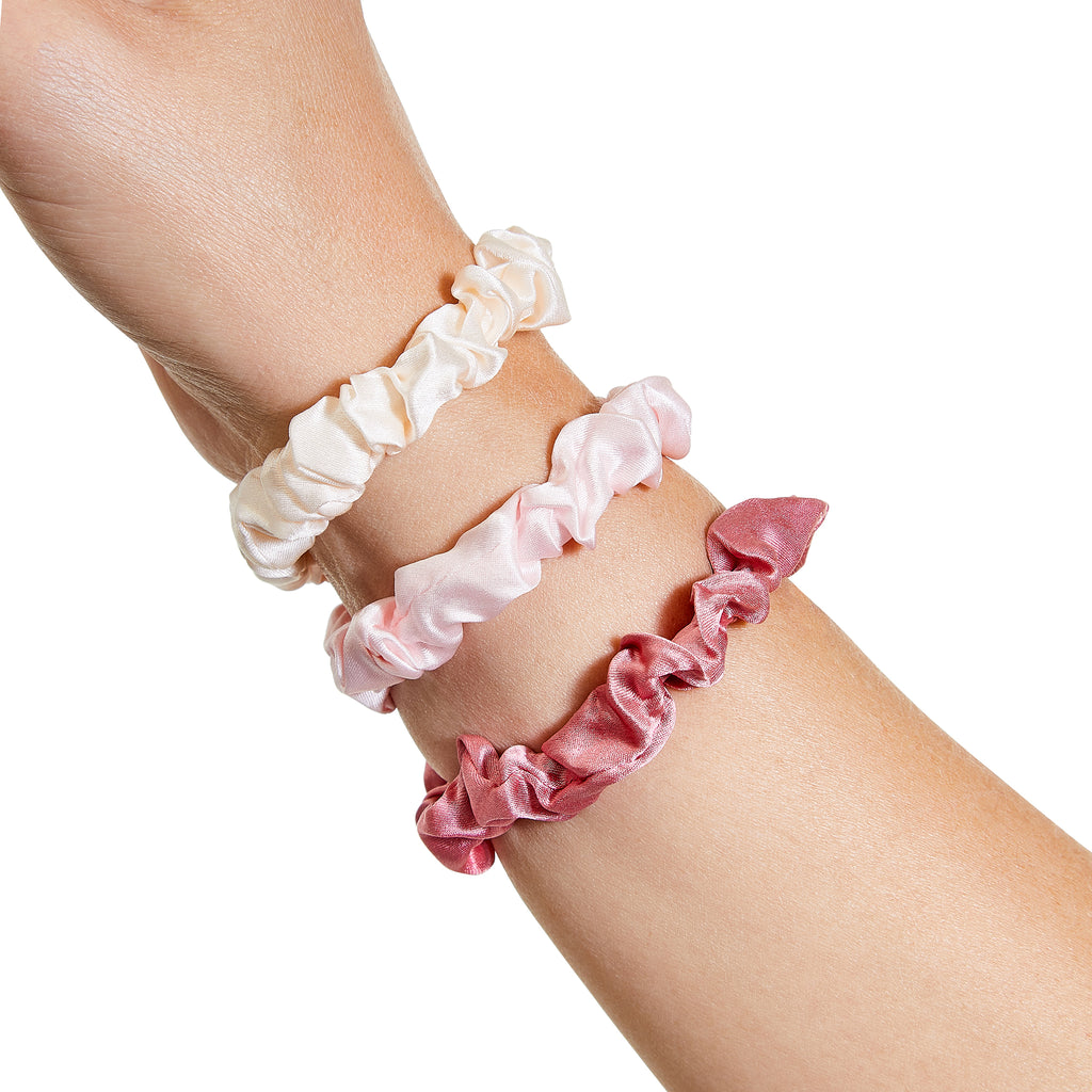 Only Curls Silk Scrunchies Multi Pack Mini - Rose - Only Curls
