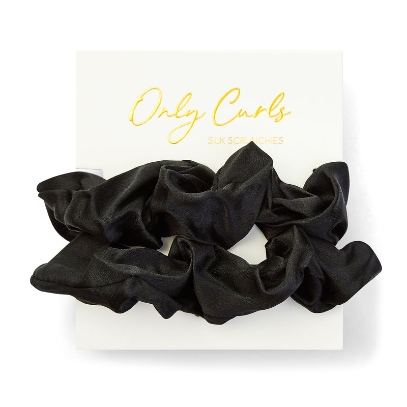 Only Curls Silk Scrunchies - Black